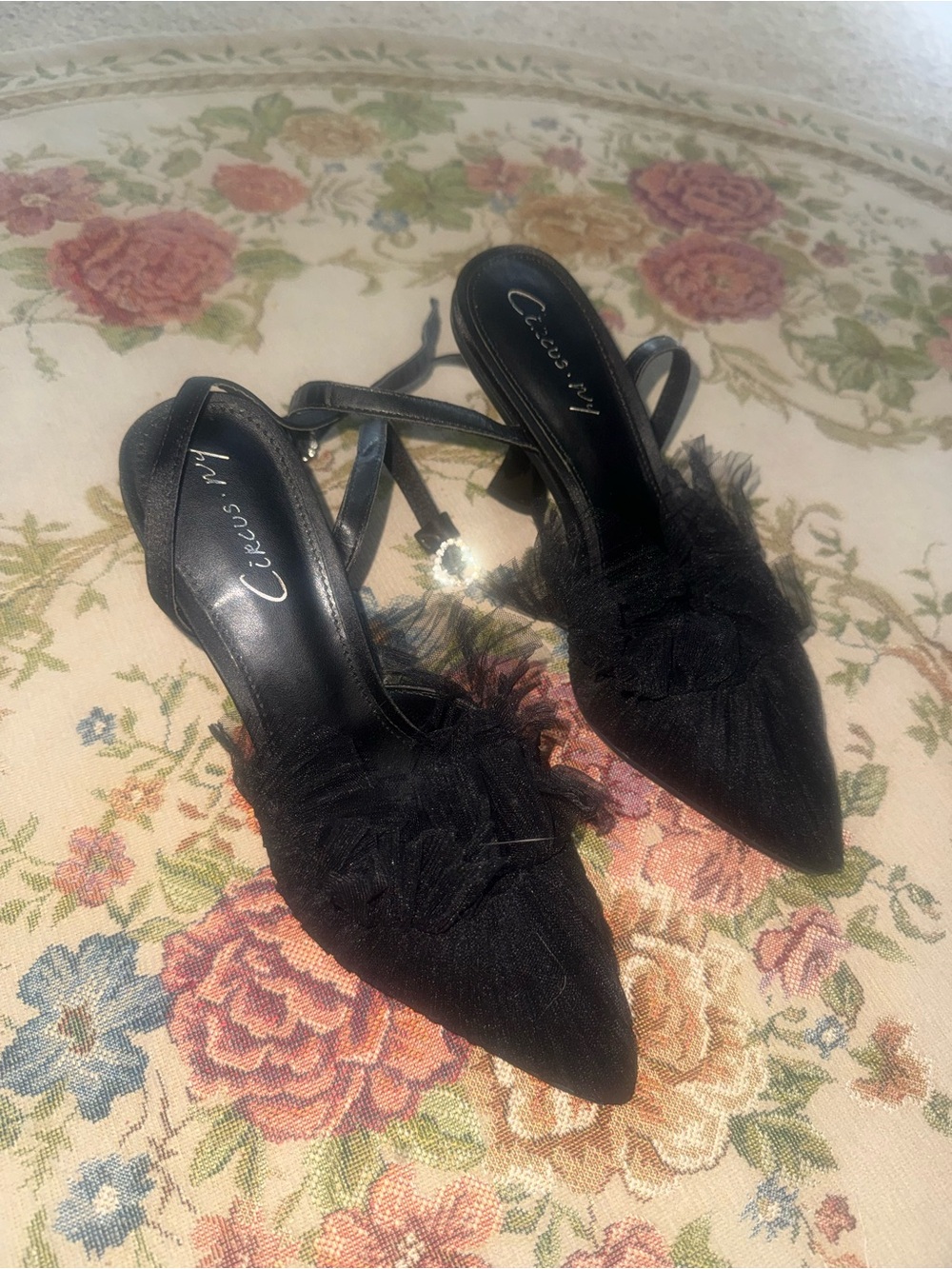 by Sam Edelman Black Pointed Toe Slingback Heels